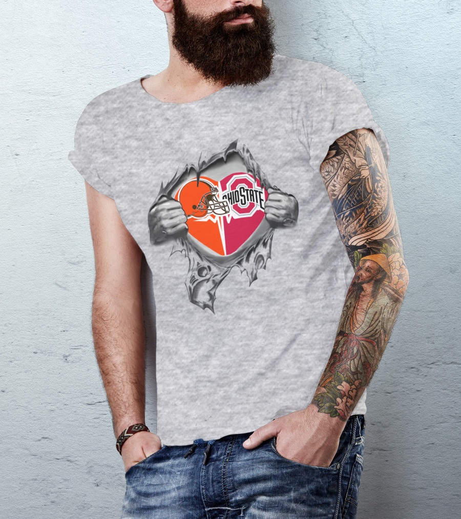 Cleveland Browns Ohio State Buckeyes Heart T-Shirt