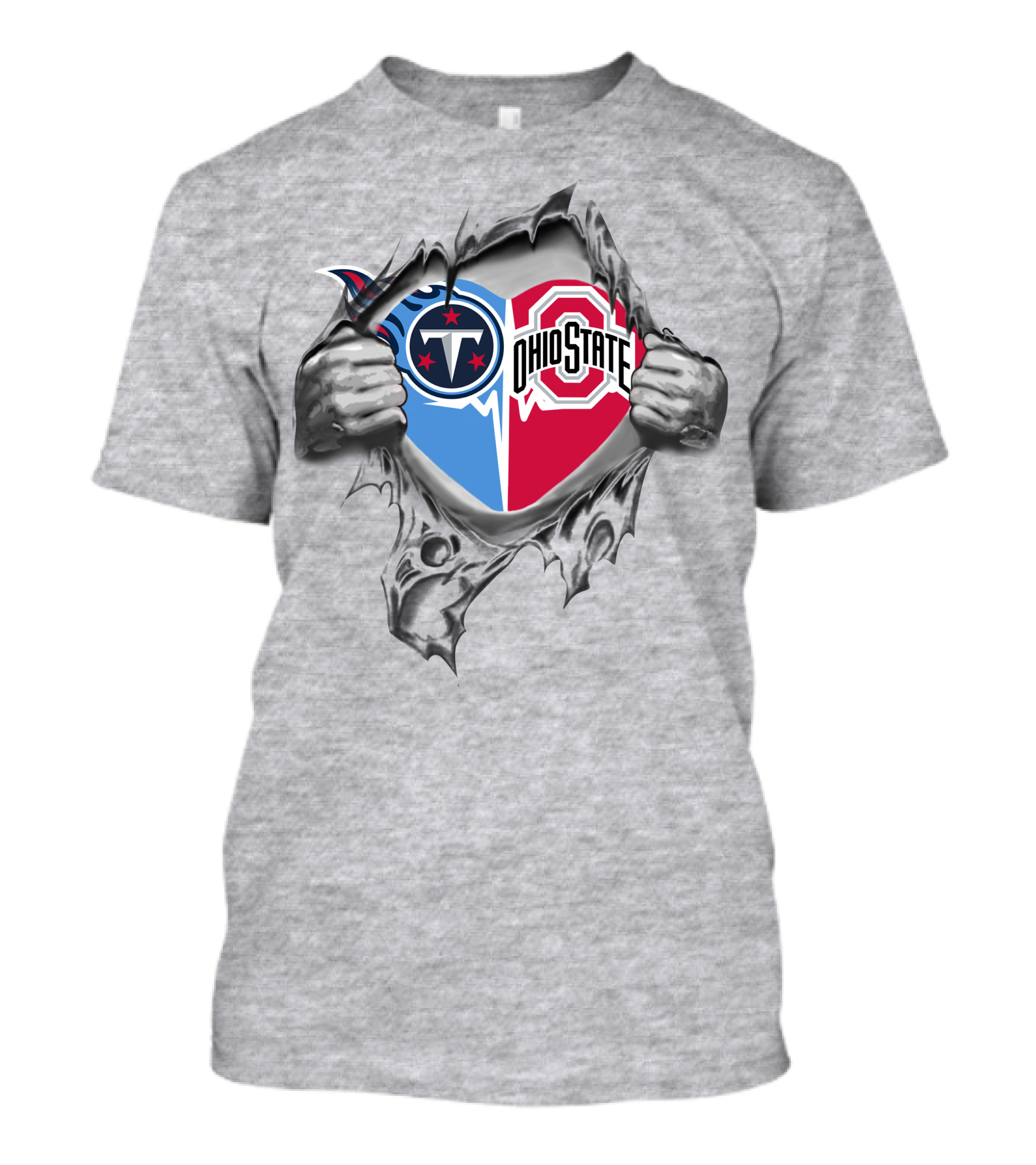 Tennessee Titans Ohio State Buckeyes Logo Heart Tear T-Shirt