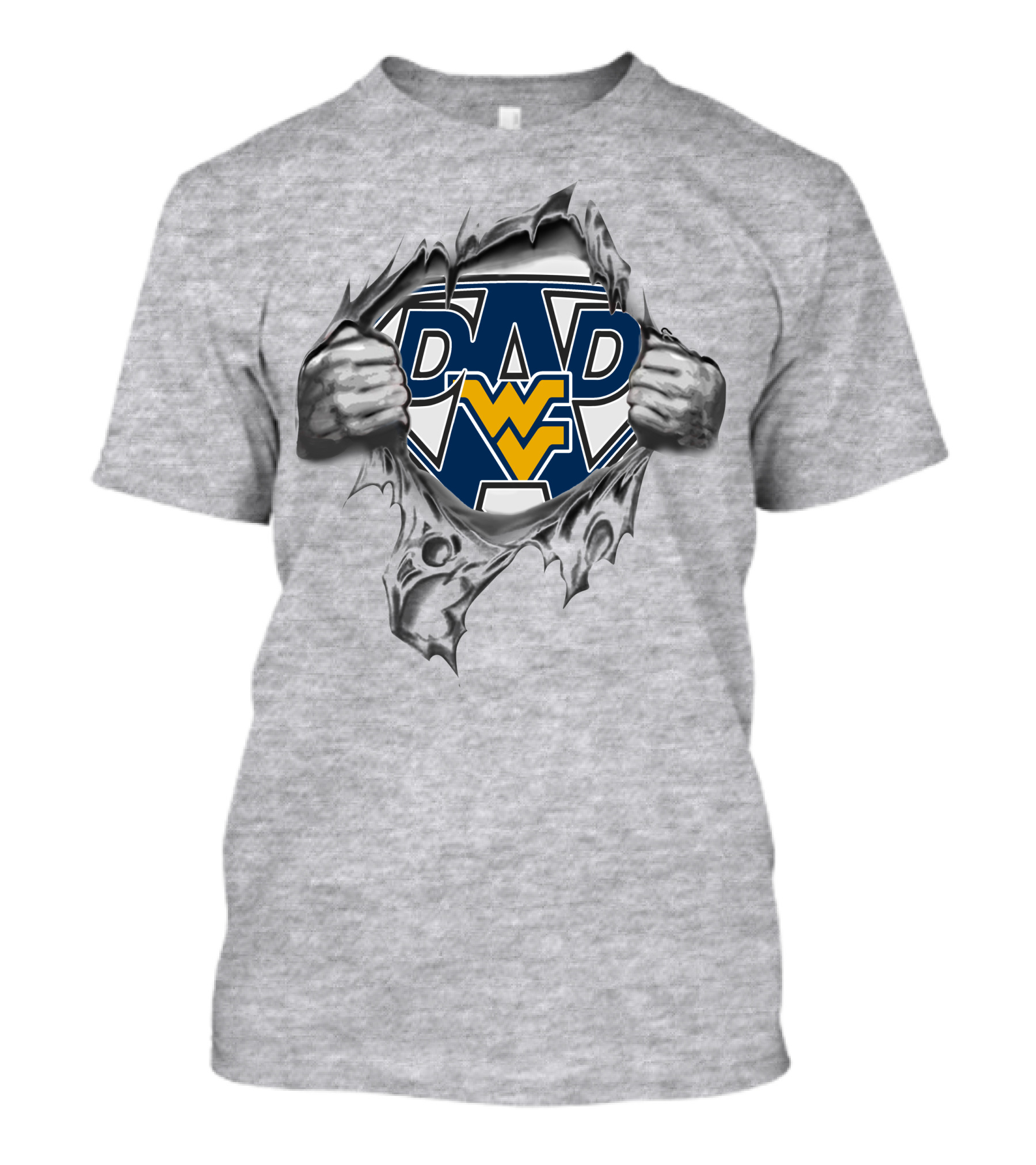 West Virginia Mountaineers Super Dad Hero Logo Rip T-Shirt