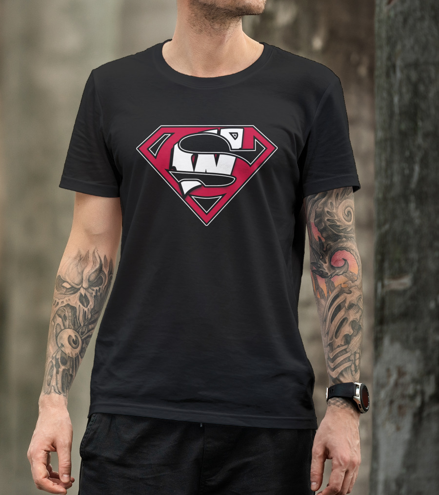 Superman Wisconsin Badgers Logo Combination T-Shirt