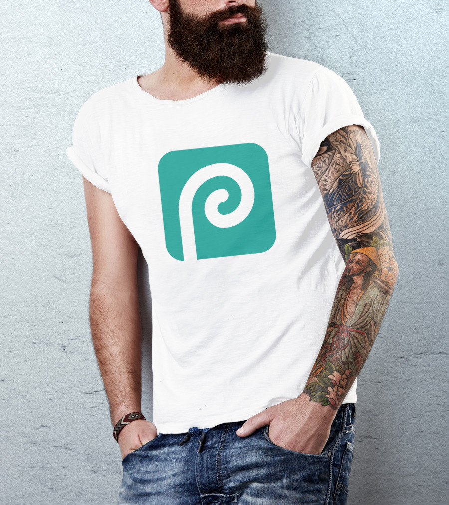 Photopea Logo Green Square Icon With White Curved P T-Shirt