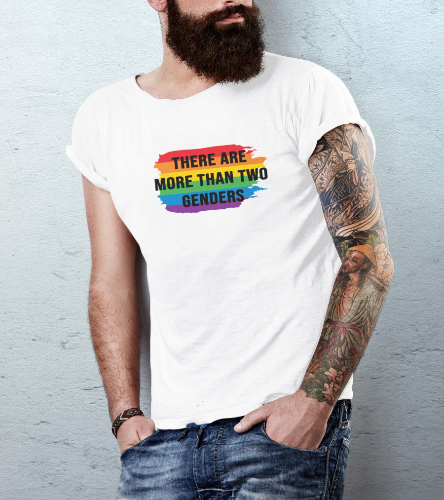 THERE ARE MORE THAN TWO GENDERS Rainbow Pride Flag T-Shirt