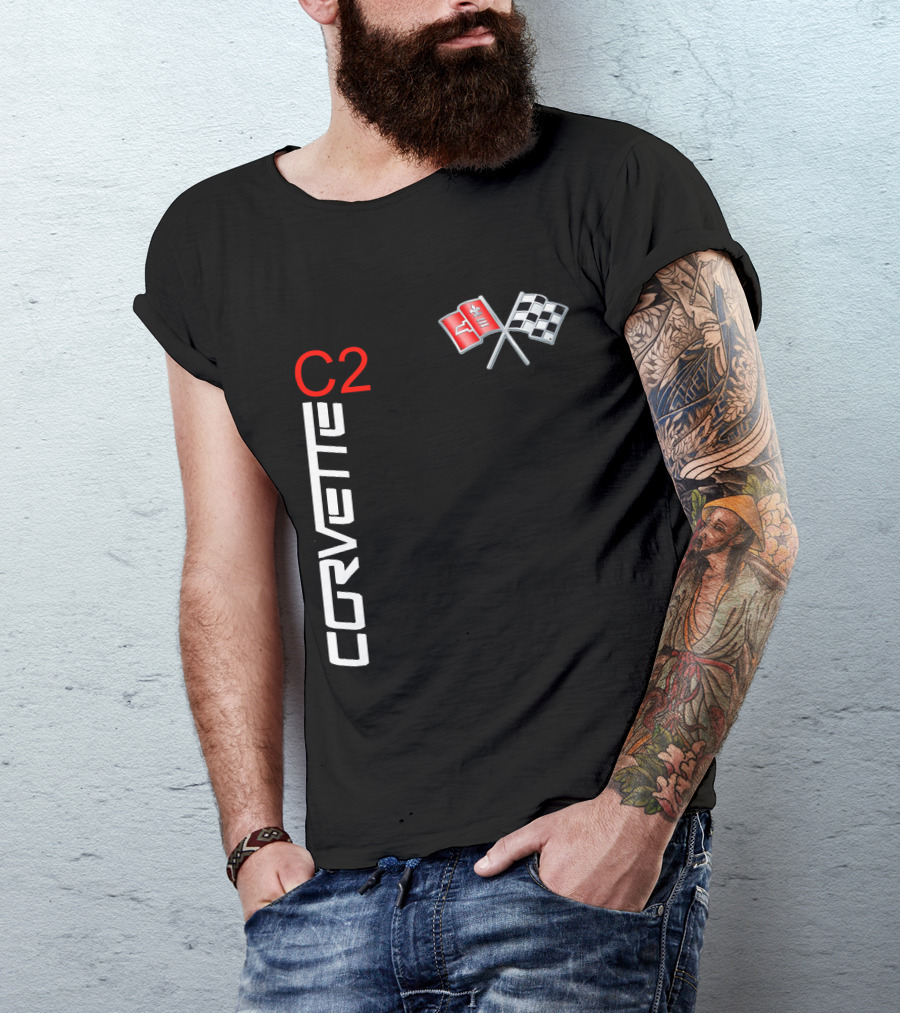 CORVETTE C2 Crossed Flags Emblem T-Shirt
