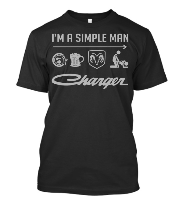 I'm A Simple Man Charger Mopar Beer Rams Football T-Shirt