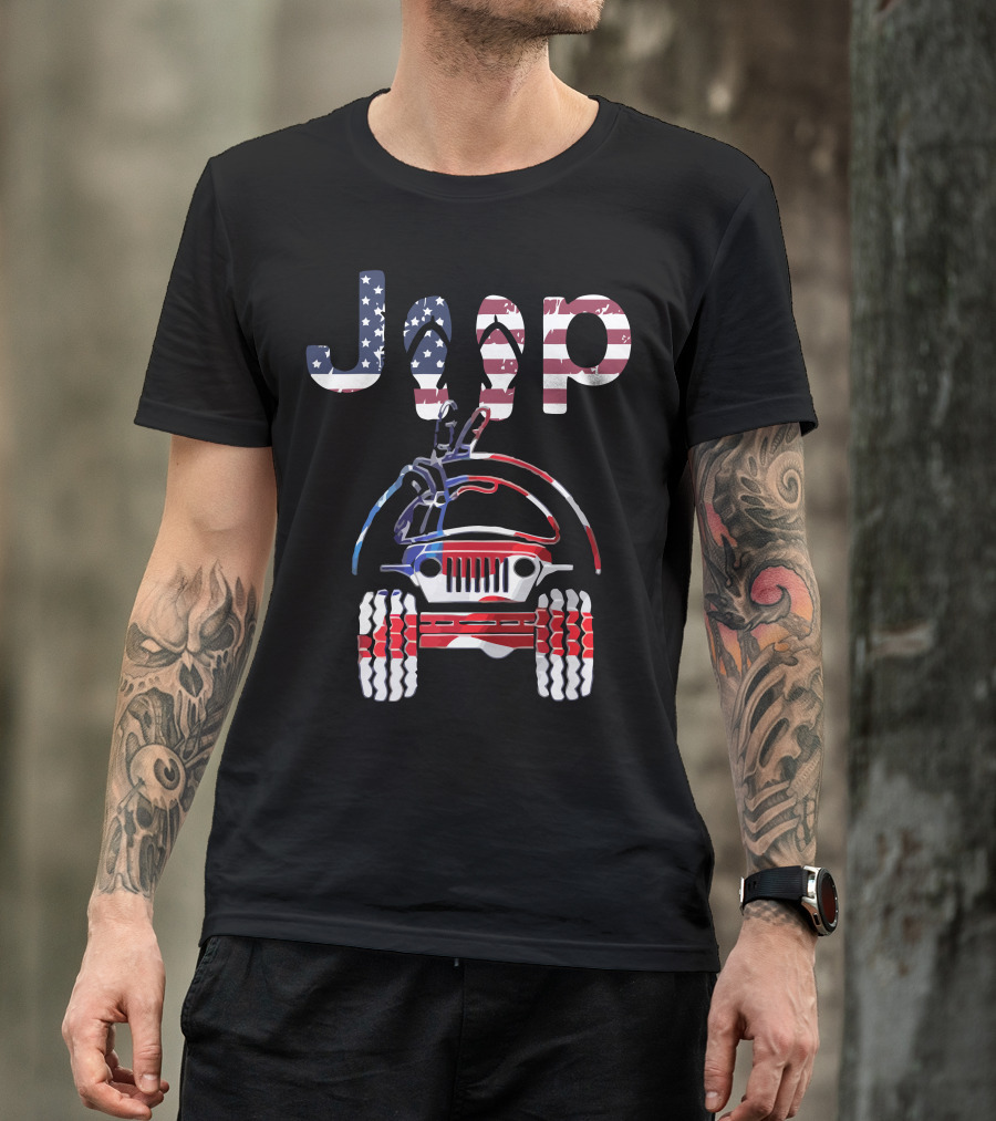 JEEP American Flag Off-Road Adventure T-Shirt