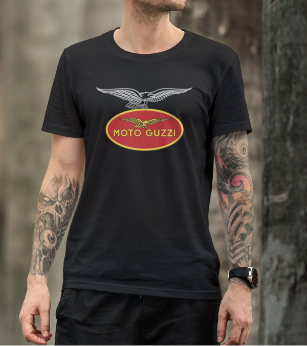 MOTO GUZZI Red Oval Emblem With Silver Eagle T-Shirt