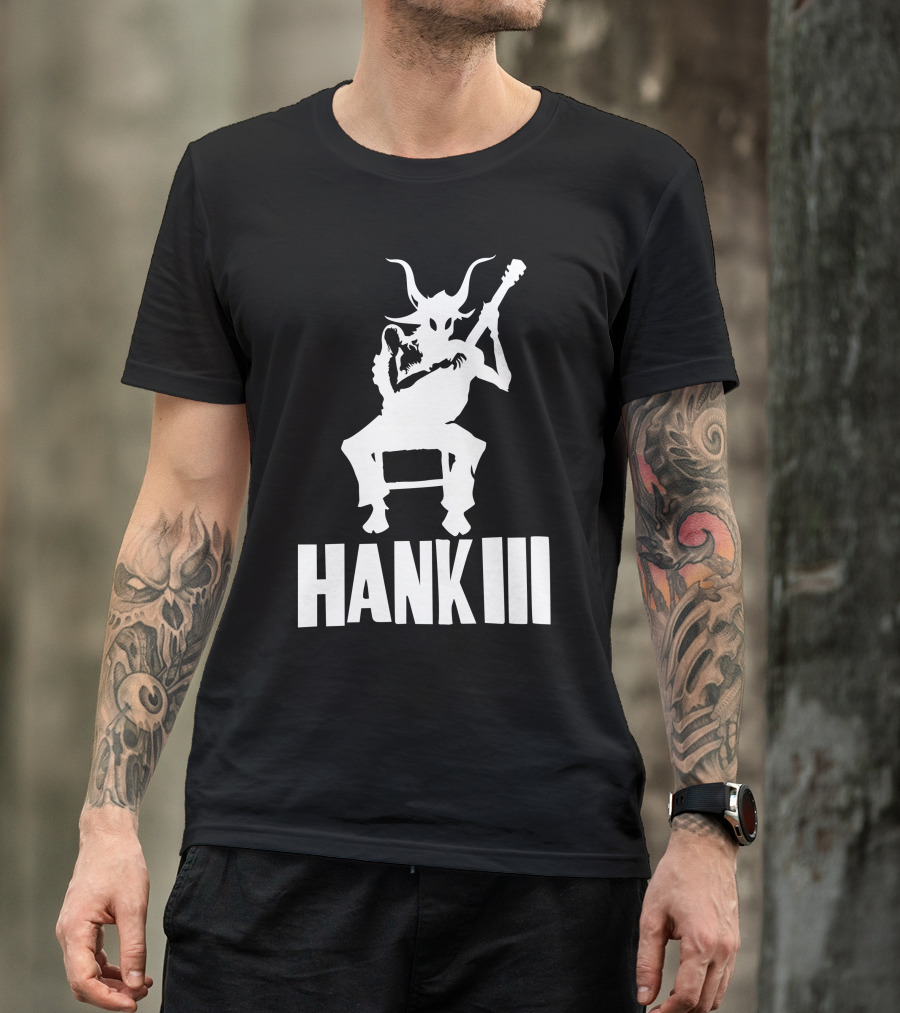 Hank III Goat Demon Playing Guitar T-Shirt