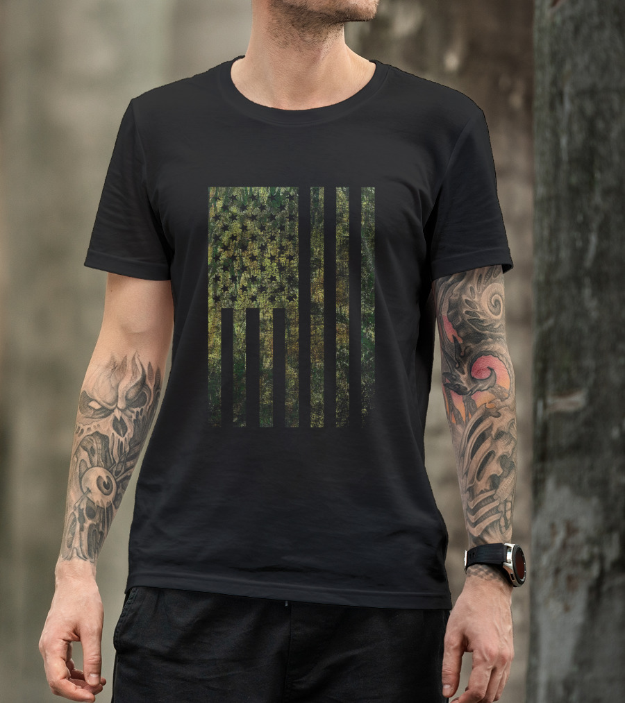Bike Knight Outdoors American Camo Flag T-Shirt