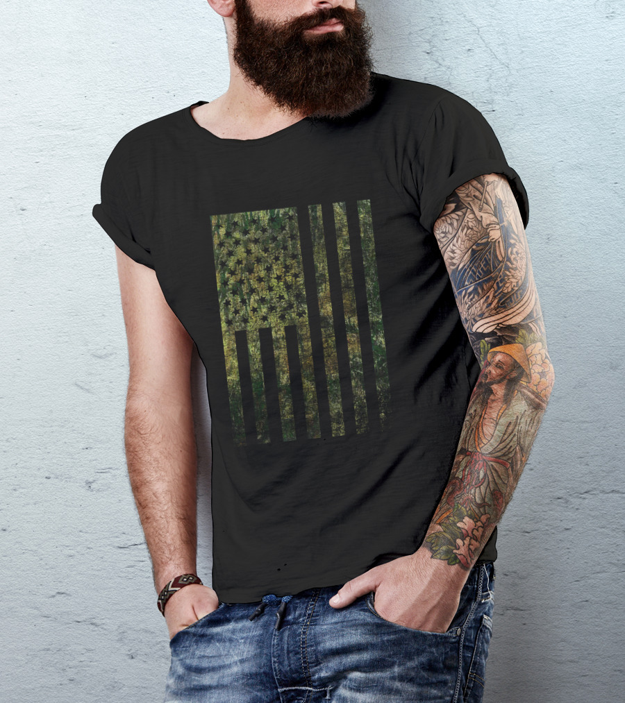 Bike Knight Outdoors American Camo Flag T-Shirt
