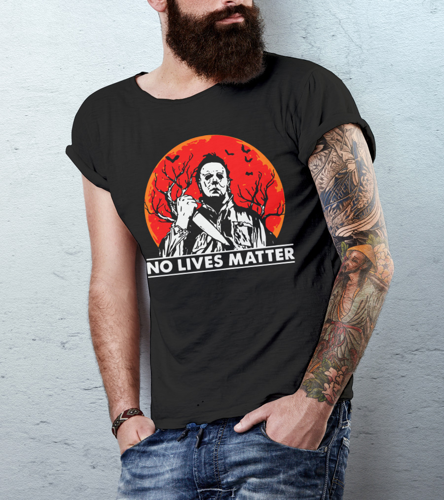 No Lives Matter Michael Myers Halloween Moon Knife Red Full Moon T-Shirt