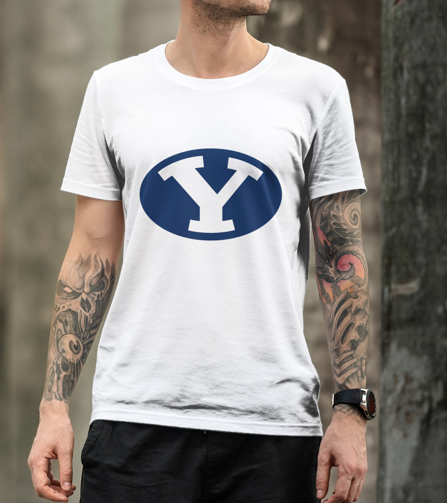 Brigham Young Cougars Y Logo Blue Oval T-Shirt