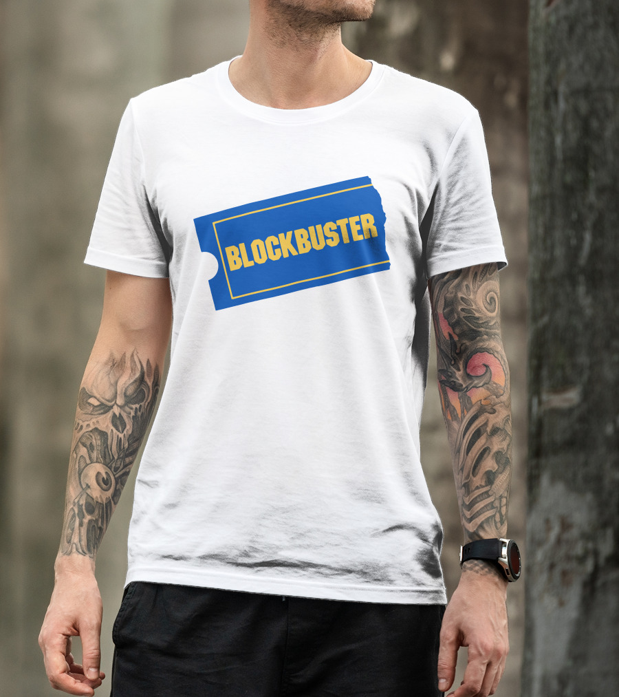 Blockbuster Blue Ticket Logo Nostalgia T-Shirt