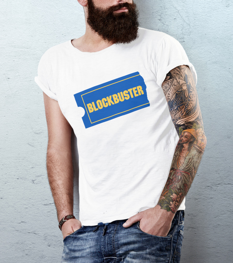 Blockbuster Blue Ticket Logo Nostalgia T-Shirt