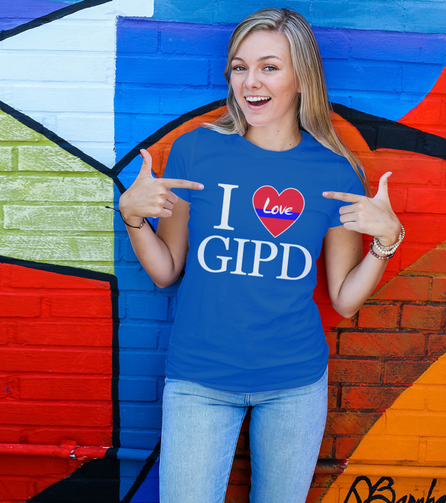 I Love GIPD Heart Symbol Blue Background T-Shirt