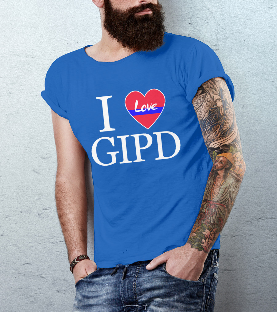 I Love GIPD Heart Symbol Blue Background T-Shirt