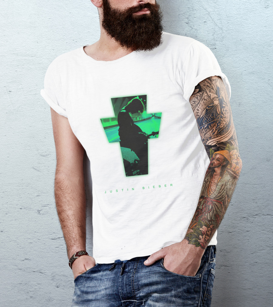 Justin Bieber Cross Silhouette Neon Green T-Shirt