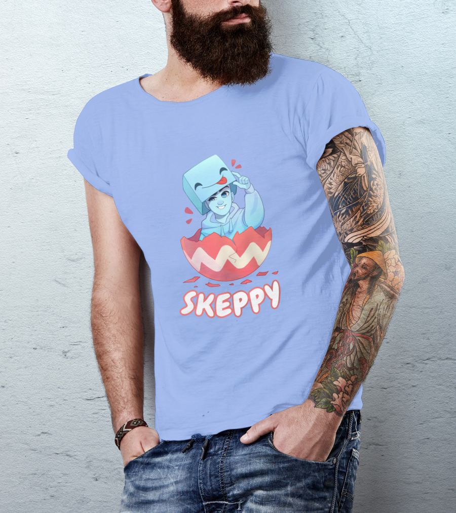 Skeppy Easter Merch Skeppy Egg Character In Red Cracked Shell T-Shirt
