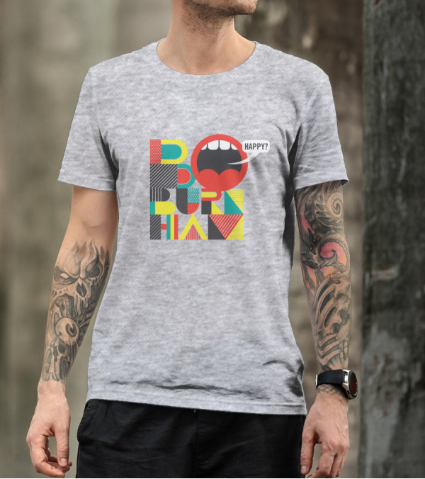 Bo Burnham Happy Mouth Pattern Text T-Shirt