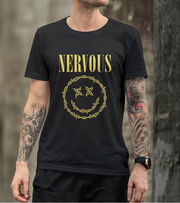 NERVOUS Barbed Wire Smile Face T-Shirt