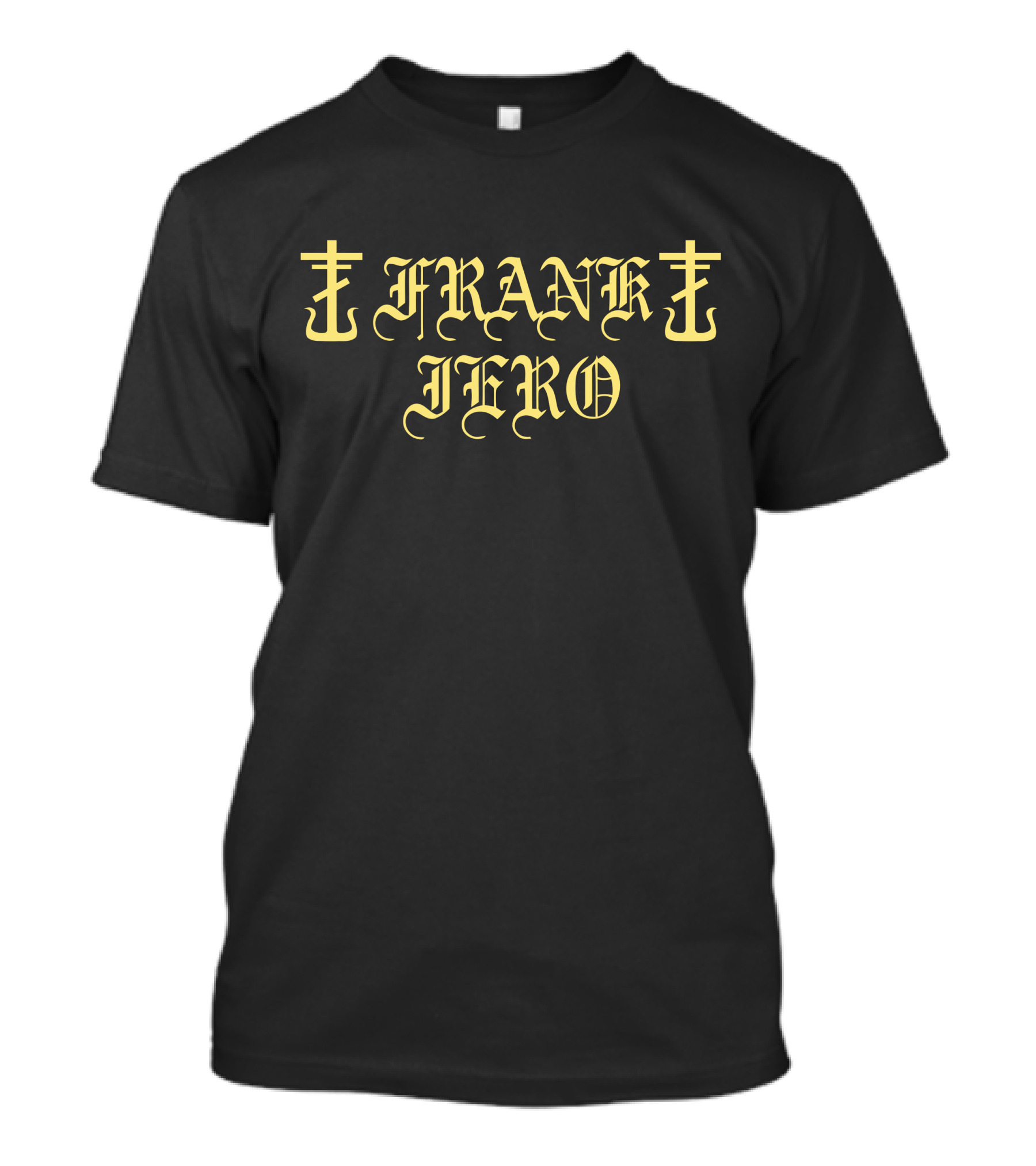Frank Iero Old English Style Text With Cross T-Shirt