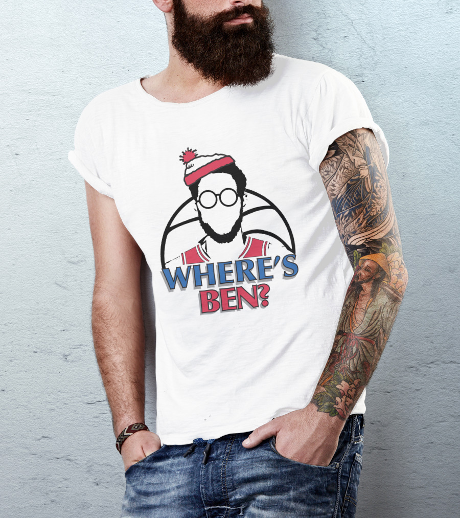 Philadelphia Where Is Ben Simmons Chickie And Pete’s In South Philly 94WIP Sports Radio Where's Ben Basketball T-Shirt