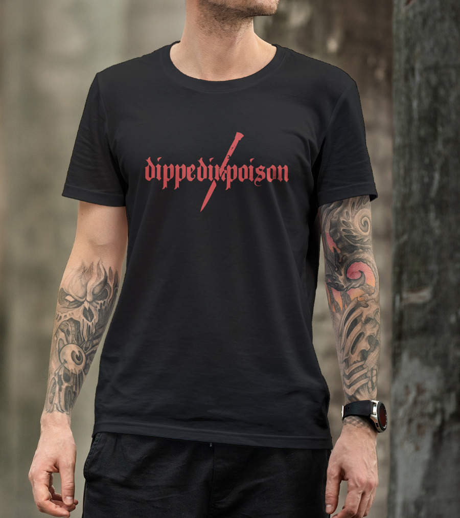 Dippedinpoison Merch Store Stiletto Poison Red Gothic Dagger T-Shirt