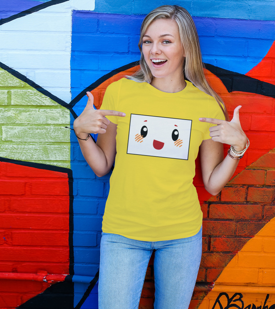 Shop Lankybox Merch Store Boxy Kawaii Face Yellow T-Shirt