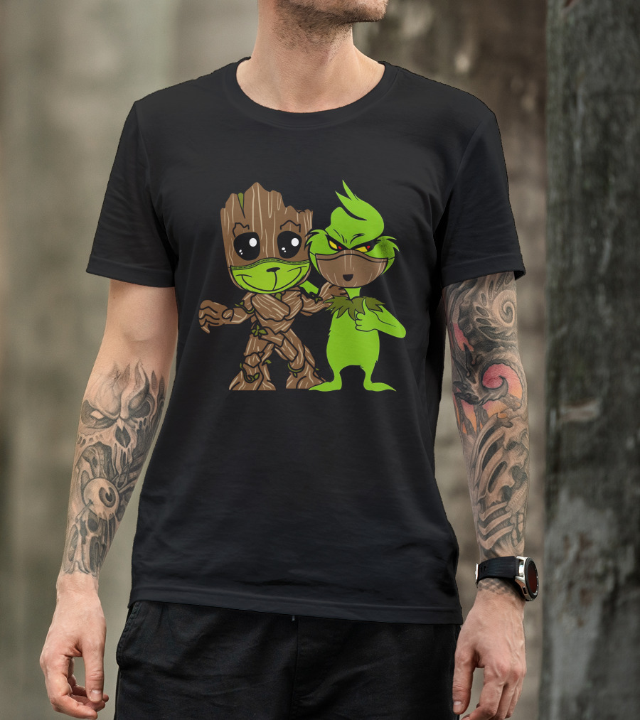 Groot Meets The Grinch Crossover Character Mashup T-Shirt