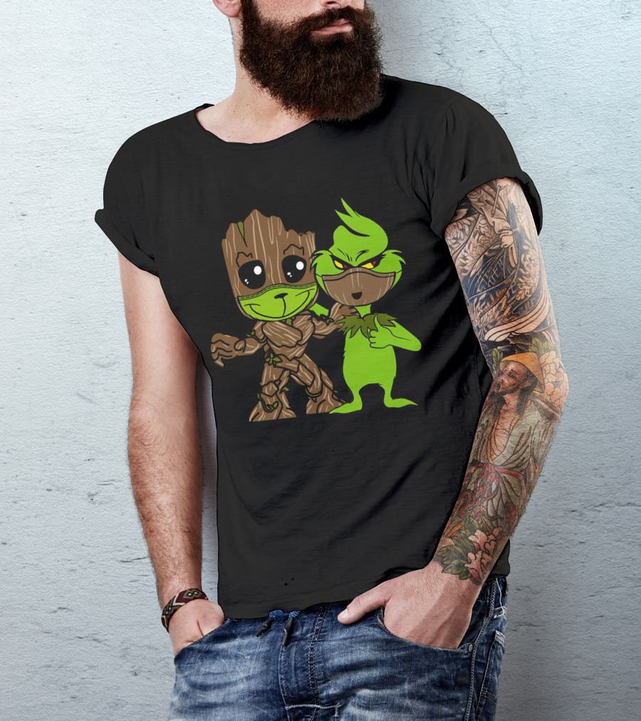 Groot Meets The Grinch Crossover Character Mashup T-Shirt