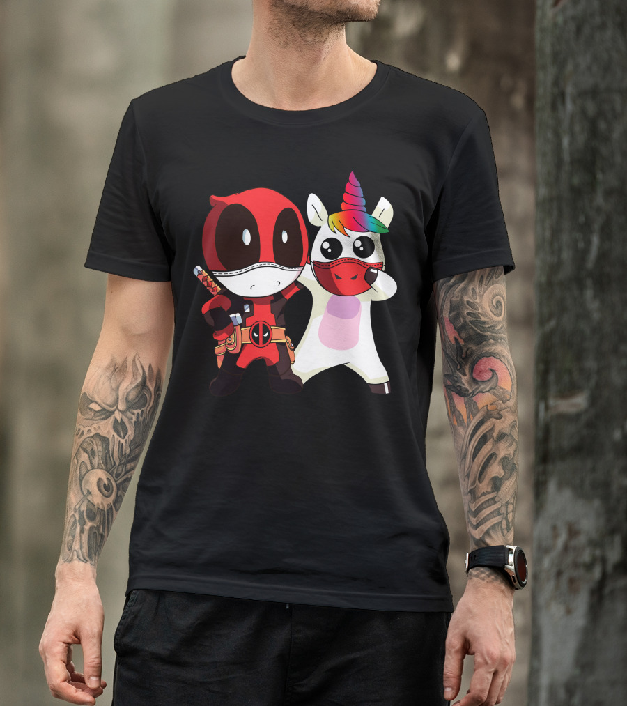 Deadpool Unicorn Rainbow Masked Duo Adventure T-Shirt