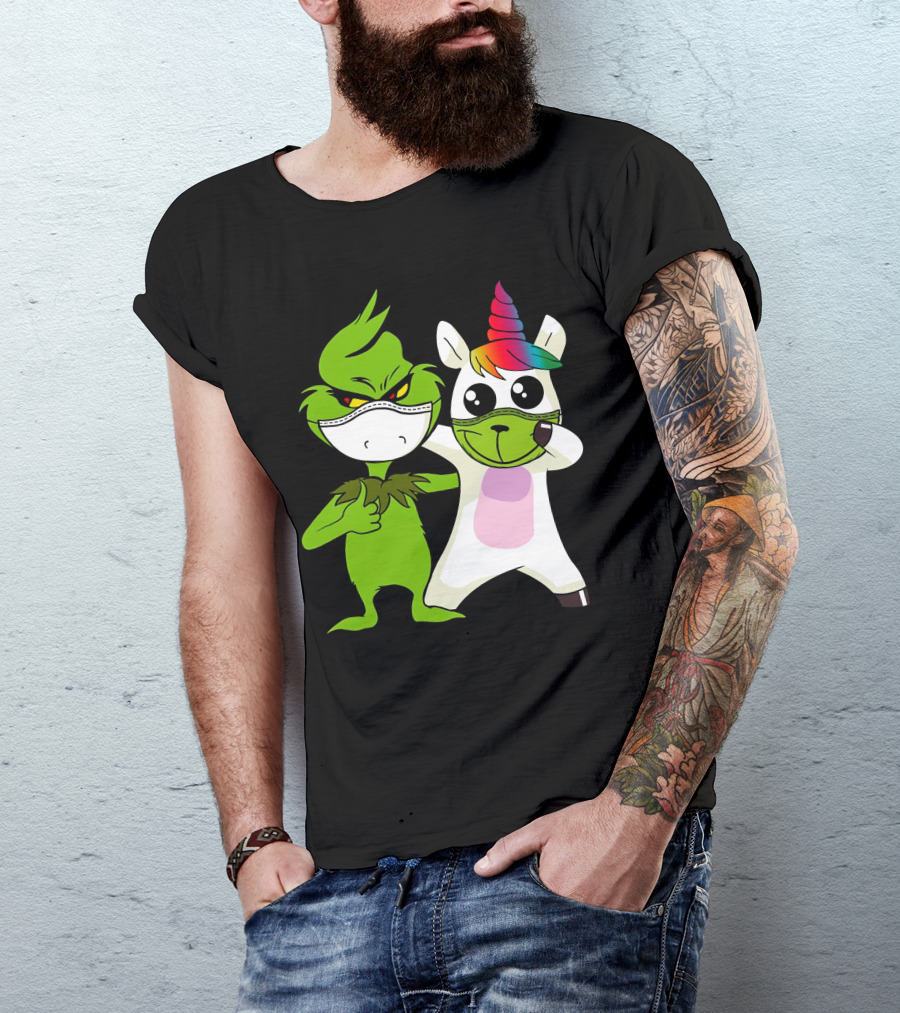 Grinch Unicorn Masked Duo Hugging Cute T-Shirt