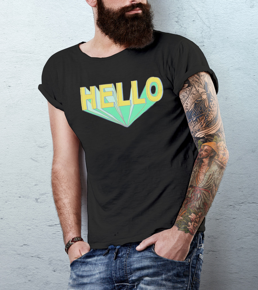 Shubble Hello Geometric 3D Text Merch T-Shirt