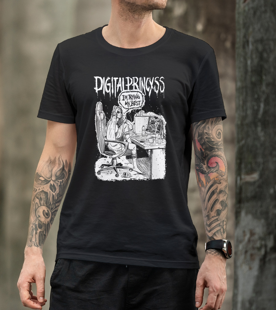 DIGITALPRINCXSS I'M TRYING MY BEST Gaming Setup T-Shirt