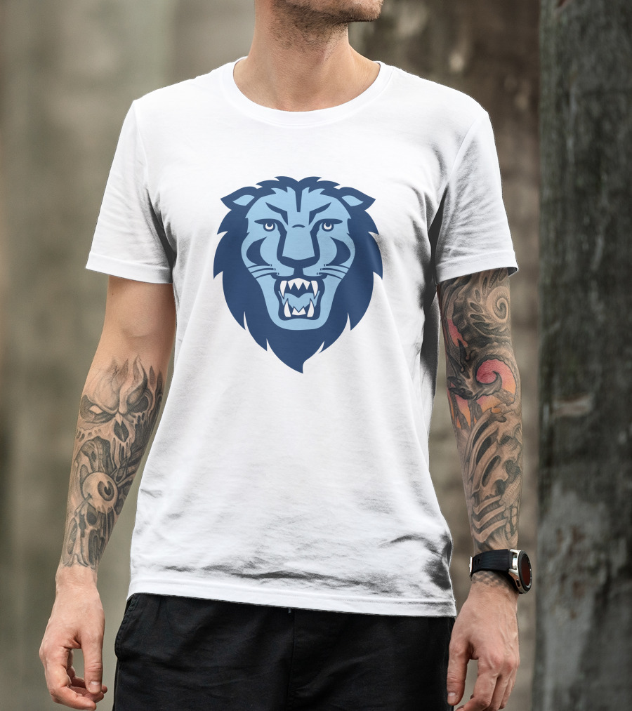 Columbia Lions Roaring Emblem Icon In Blue T-Shirt