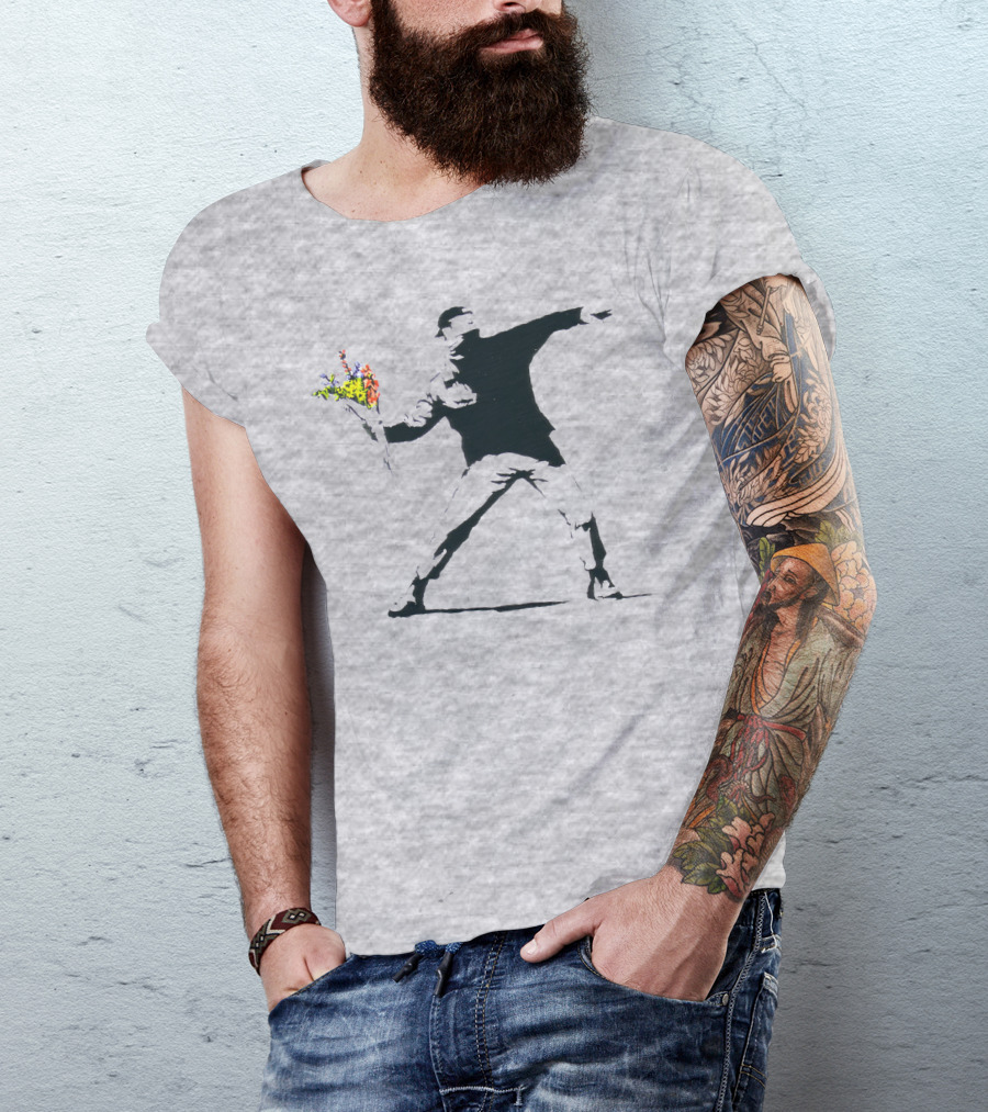 Banksy Flower Thrower Stencil T-Shirt