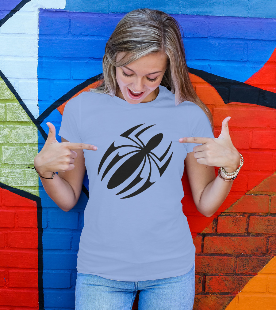 Scarlet Spider Iconic Symbol Blue Background T-Shirt