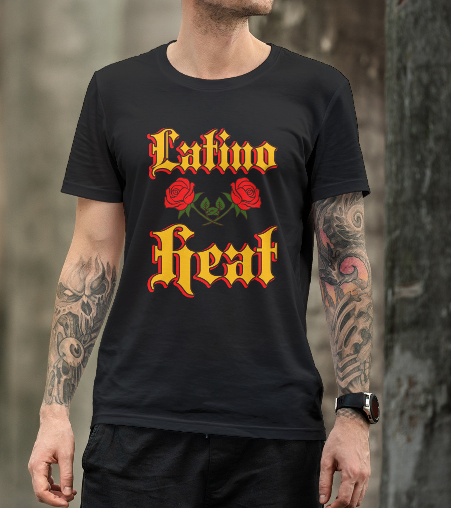Latino Heat Red Roses Bold Font T-Shirt