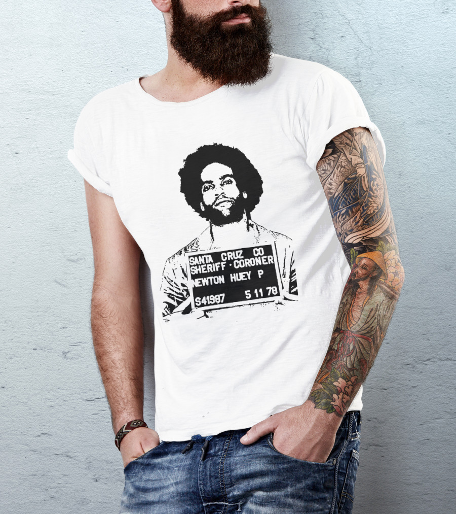 Huey Newton Santa Cruz County Mugshot 5-11-78 T-Shirt