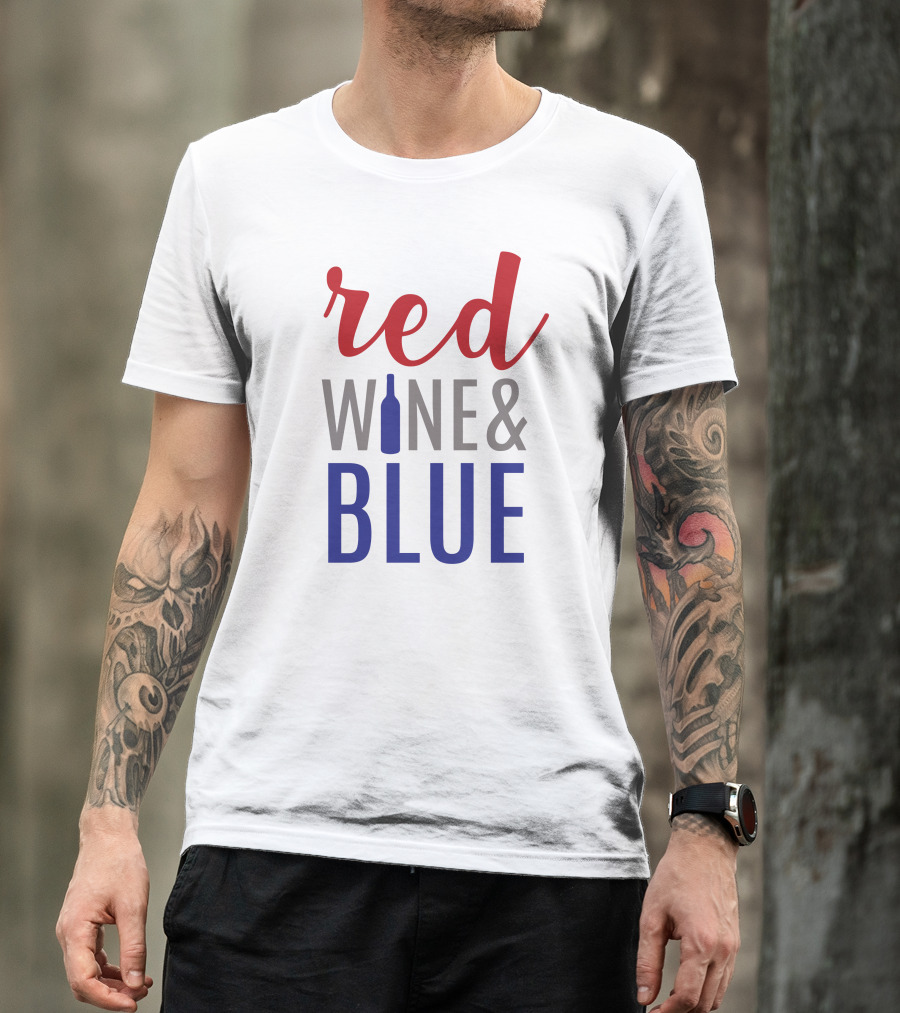 Red Wine Bottle And Blue T-Shirt