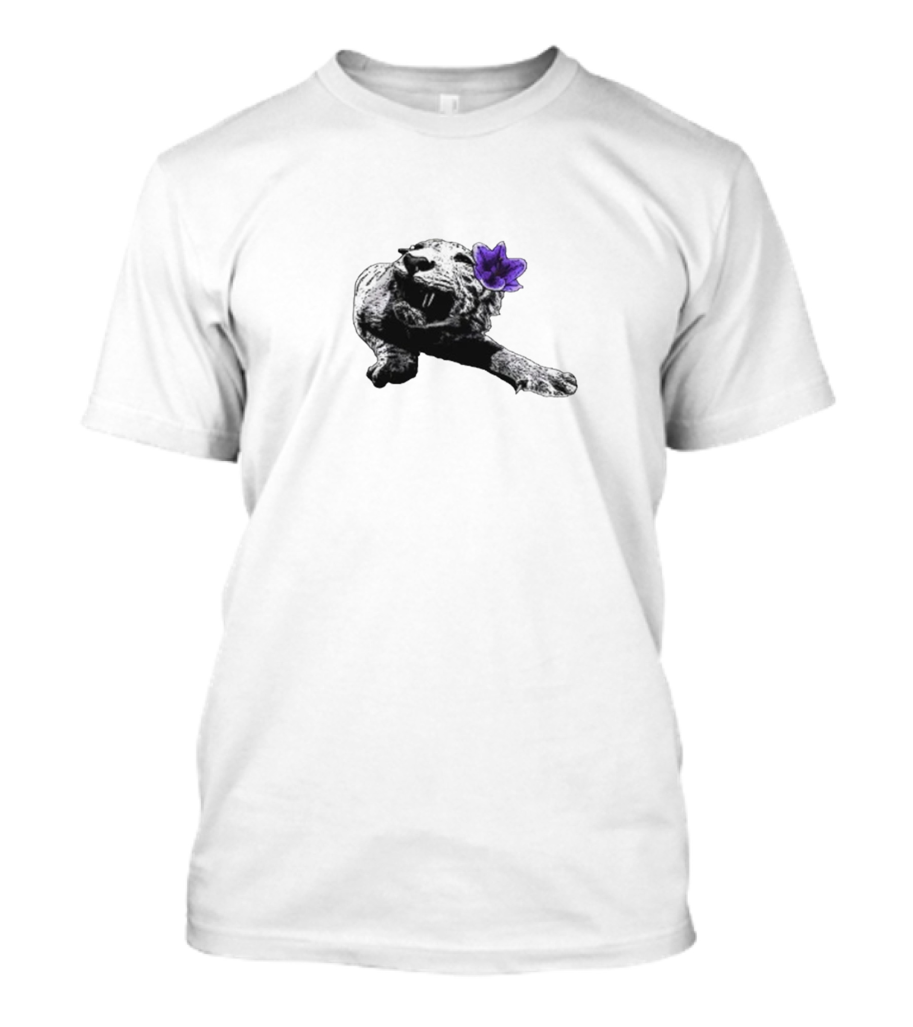 Spirit Blossom Wolf With Purple Flower T-Shirt