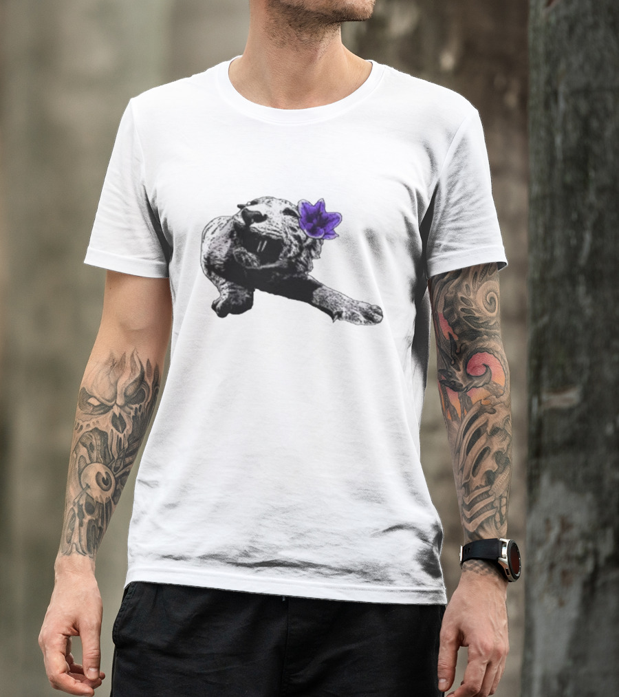Spirit Blossom Wolf With Purple Flower T-Shirt