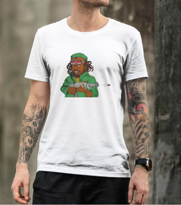Earl Swea Merch Sick Character With Gun And Dreadlocks In Green T-Shirt