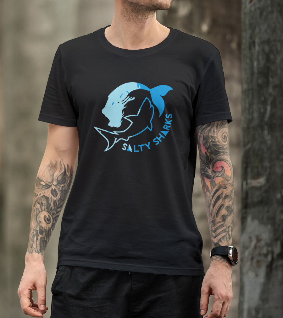 Salty Sharks Logo Blue Ocean Theme Salty Sharks T-Shirt