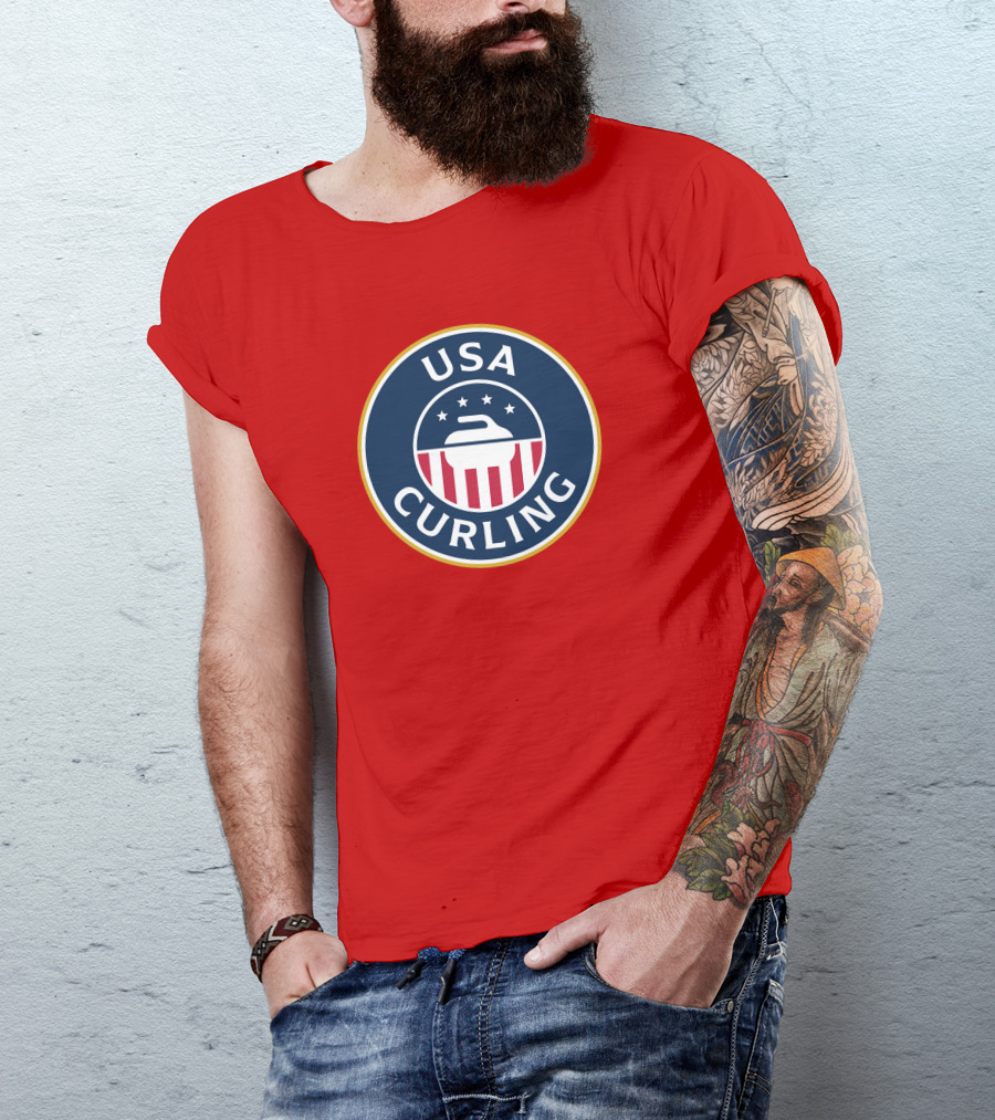 USA Curling Team Peterson Red Emblem T-Shirt