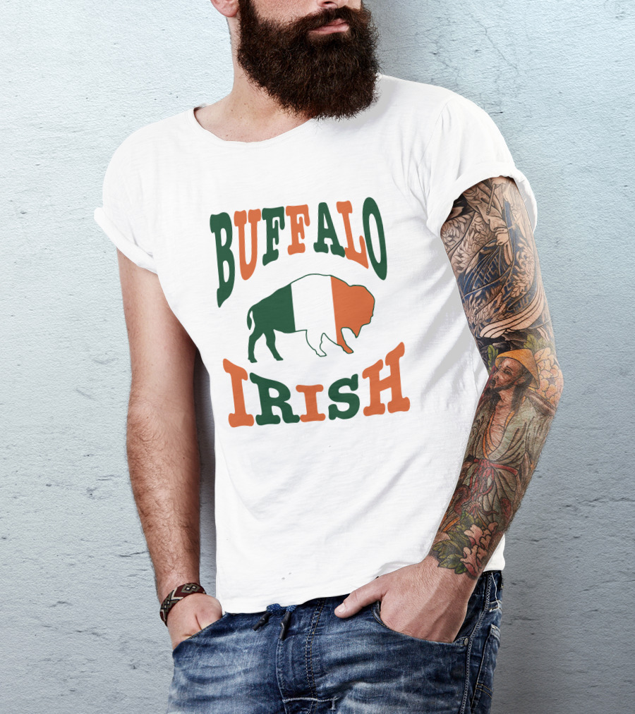 Buffalo Irish St. Patrick's Day Green White Orange Flag T-Shirt