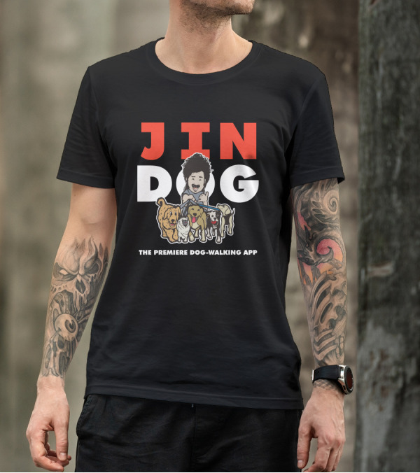 Jindog The Premiere Dog-Walking App Fun Cartoon T-Shirt