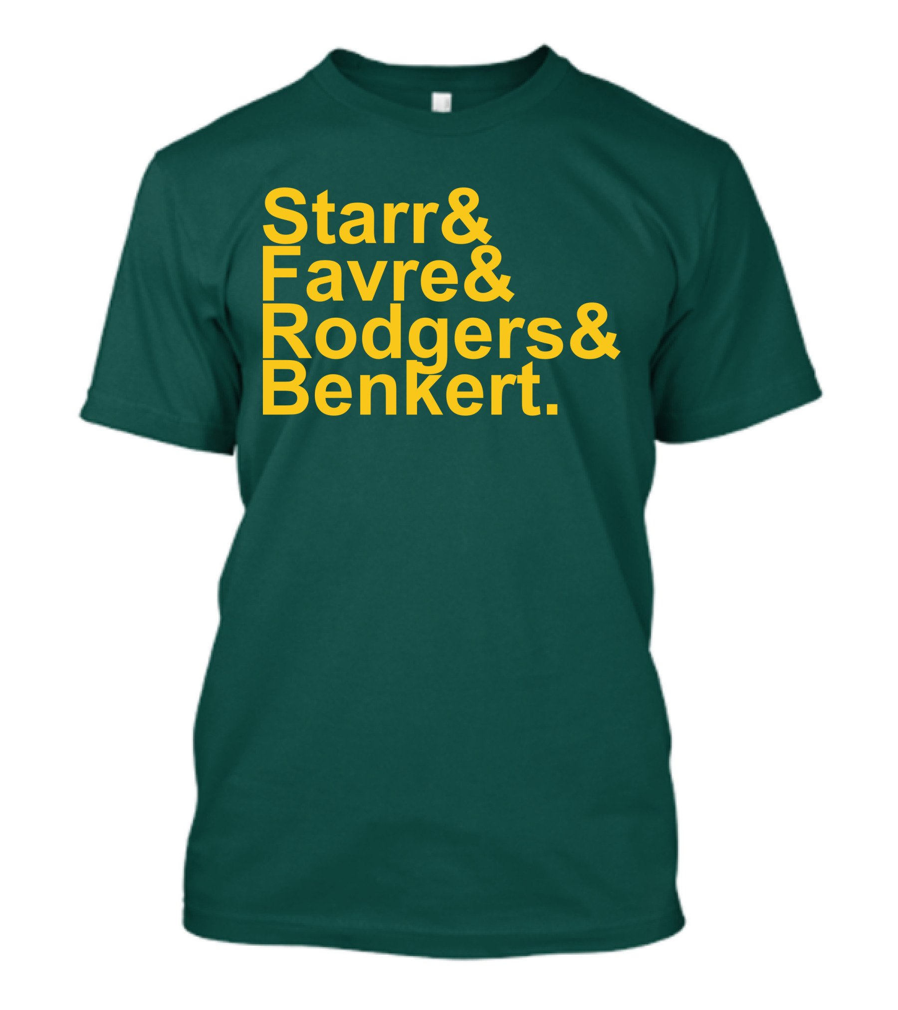 Legendary Green Bay Quarterbacks Starr Favre Rodgers Benkert Green T-Shirt