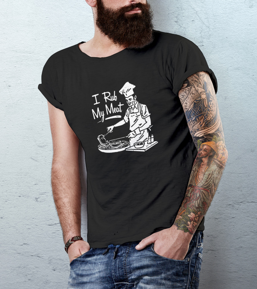 M00nshot I Rub My Meat Chef Grilling Cooking Apron BBQ T-Shirt