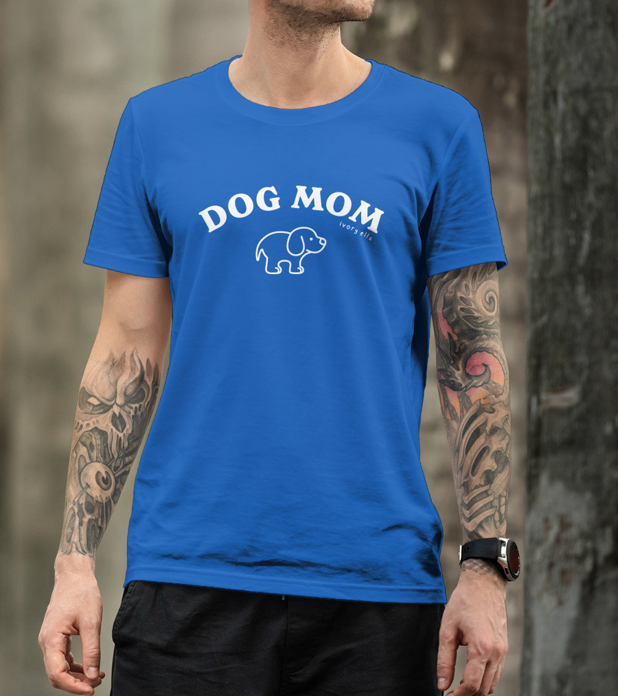 Natalie Decker Ivory Ella Dog Mom Blue T-Shirt