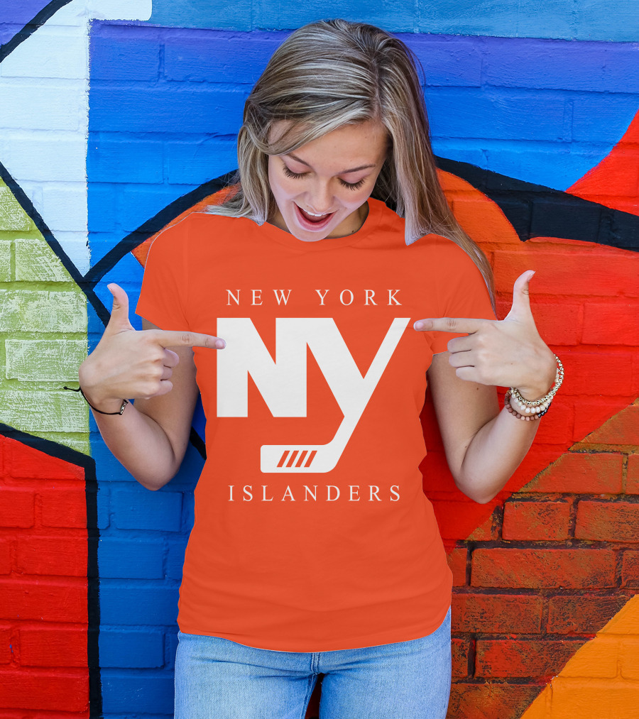 New York Islanders NY Hockey Text Stamp T-Shirt